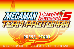 Mega Man Battle Network 5 Team Colonel title screen for GameBoy Advance